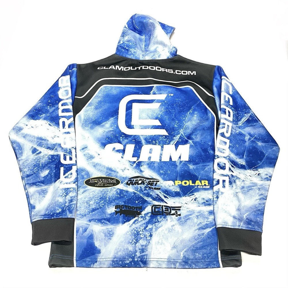 Clam Ice Armor Fishing Hoodie S Big Tooth Tackle Quick Set Polar Jason Mitchell - Picture 8 of 12